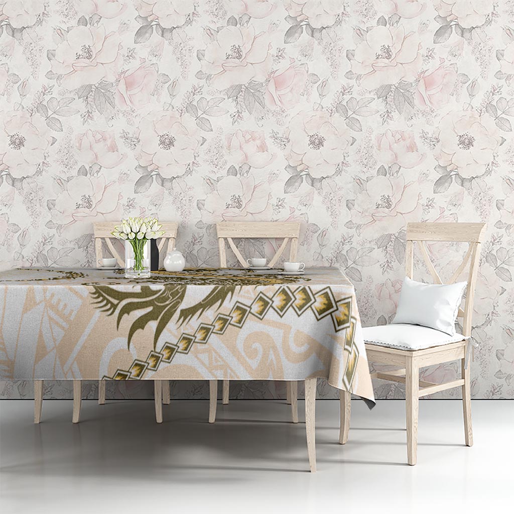 Gold Maori Tuatara Tablecloth Luxury Pastel Pattern