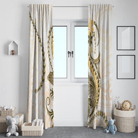 Gold Maori Tuatara Window Curtain Luxury Pastel Pattern