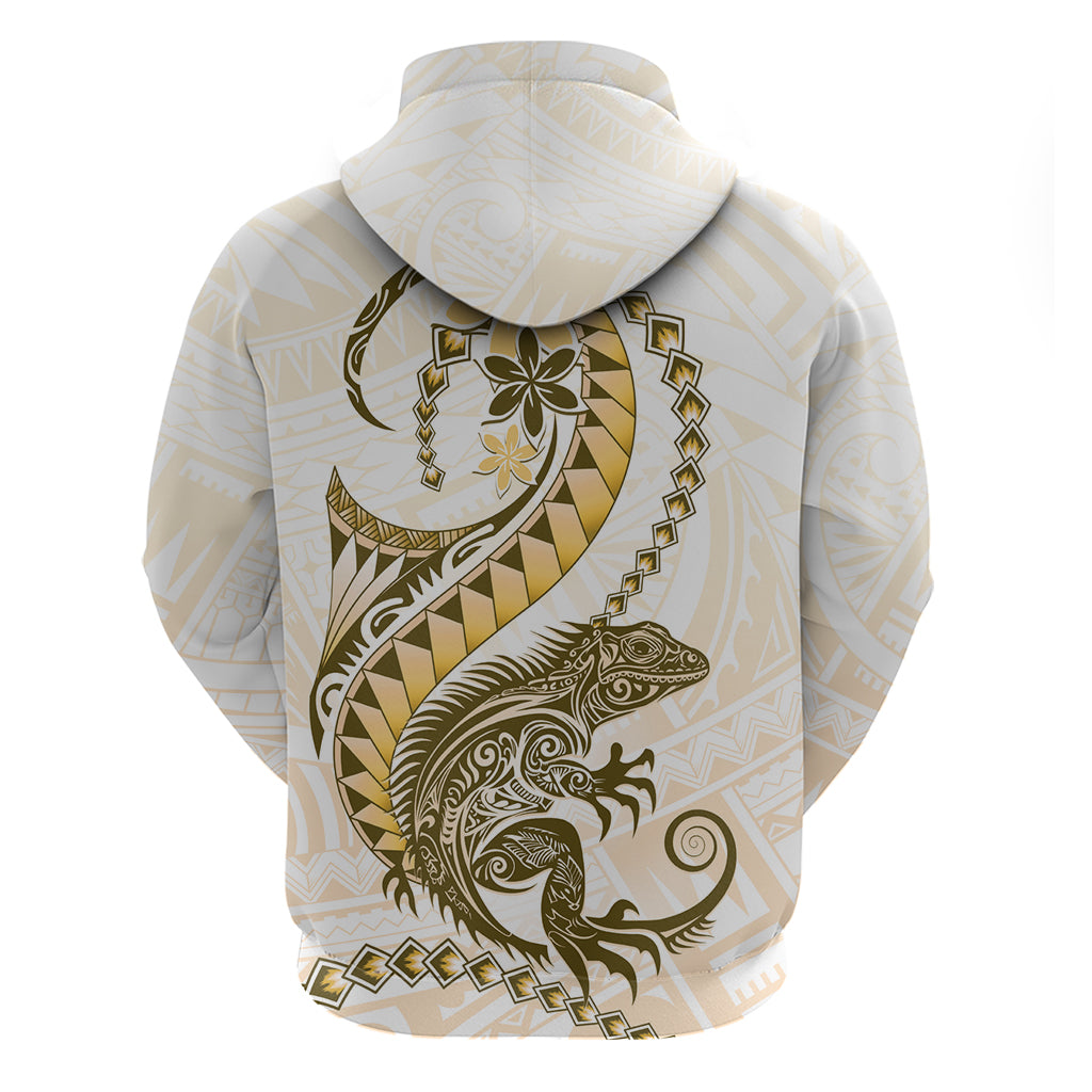 Gold Maori Tuatara Zip Hoodie Luxury Pastel Pattern LT01 - Polynesian Pride