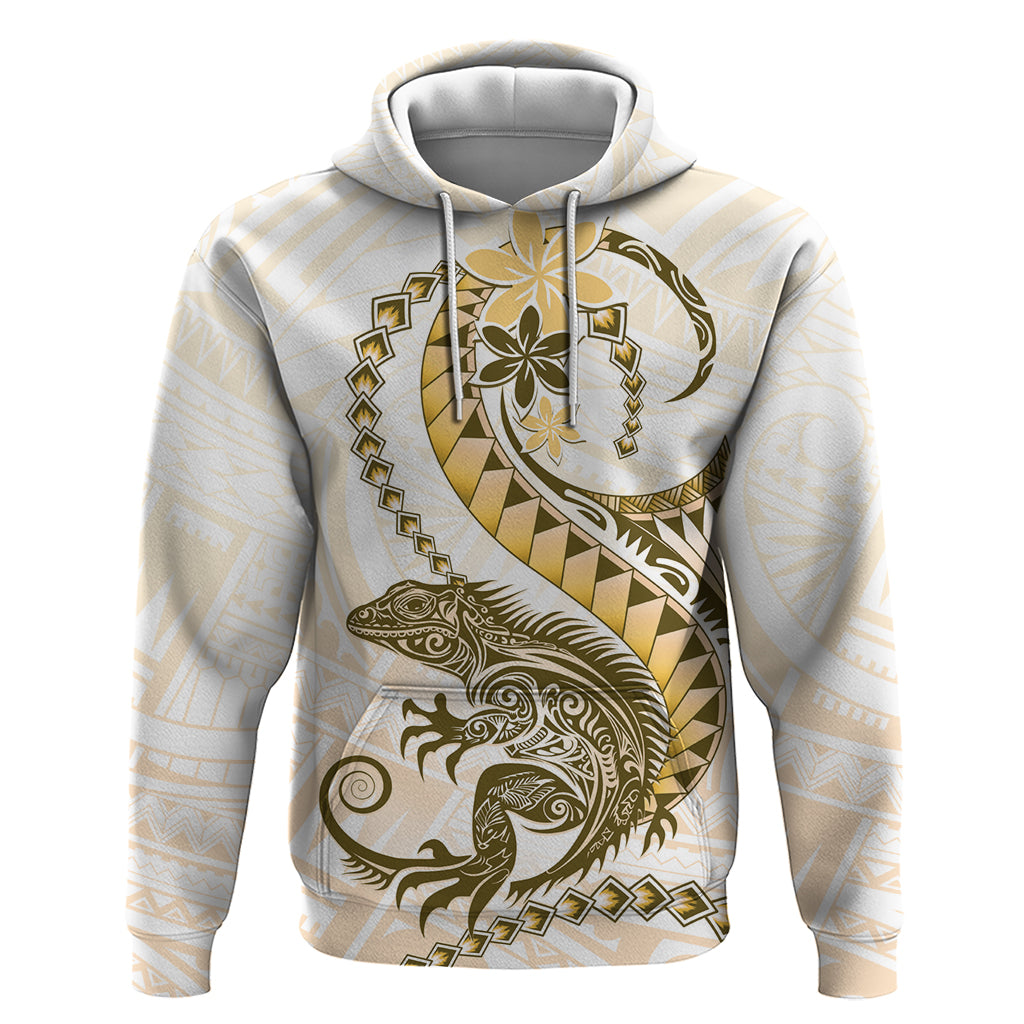Gold Maori Tuatara Zip Hoodie Luxury Pastel Pattern LT01 Pullover Hoodie Gold - Polynesian Pride