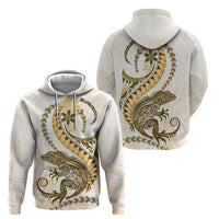 Gold Maori Tuatara Zip Hoodie Luxury Pastel Pattern LT01 - Polynesian Pride