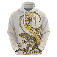 Gold Maori Tuatara Zip Hoodie Luxury Pastel Pattern LT01 - Polynesian Pride