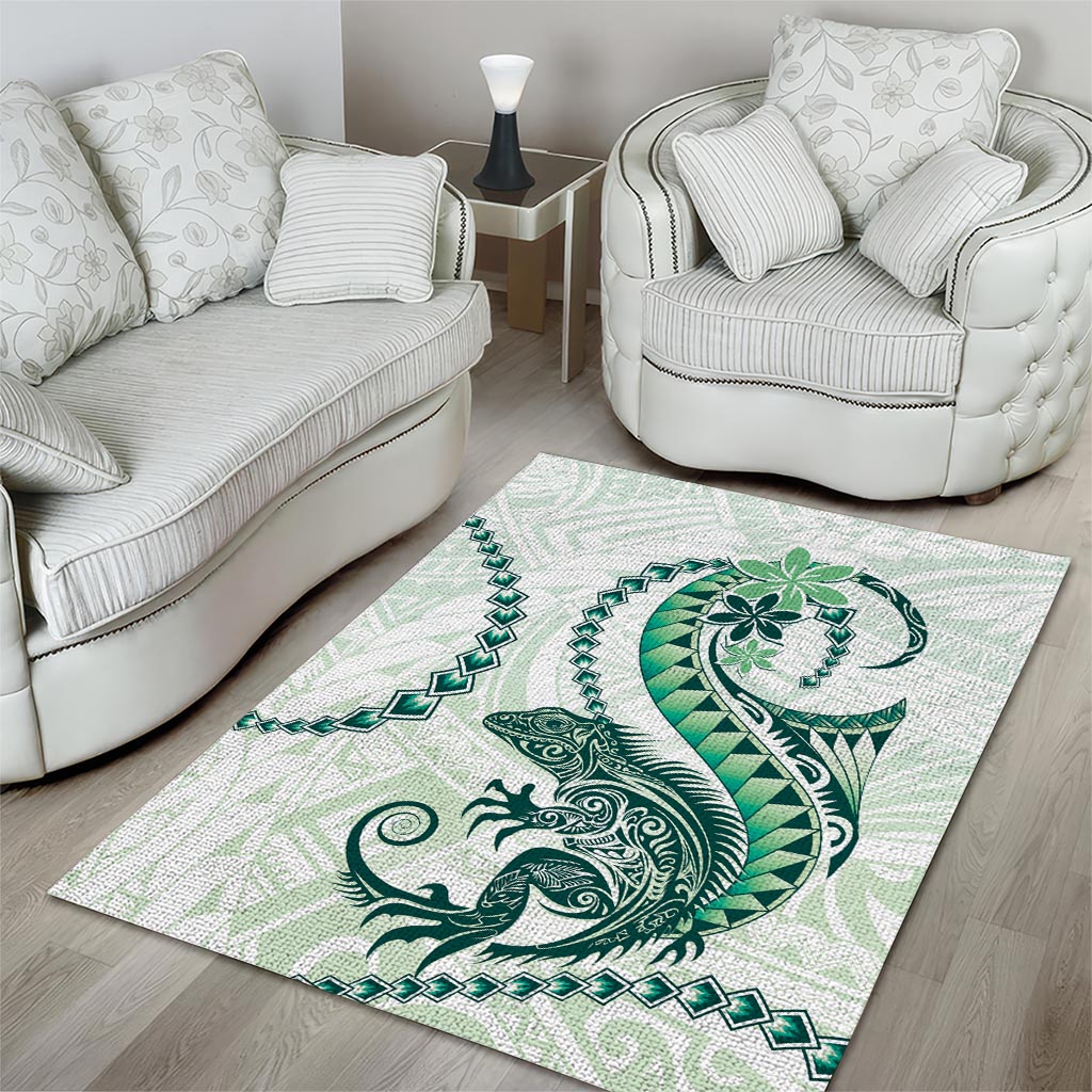 Green Maori Tuatara Area Rug Luxury Pastel Pattern