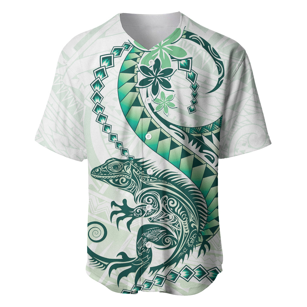 Green Maori Tuatara Baseball Jersey Luxury Pastel Pattern