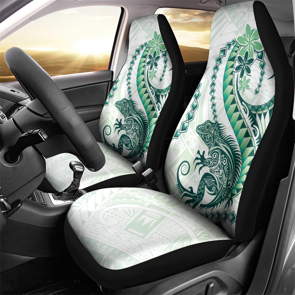 Green Maori Tuatara Car Seat Cover Luxury Pastel Pattern