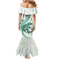 Green Maori Tuatara Family Matching Mermaid Dress and Hawaiian Shirt Luxury Pastel Pattern