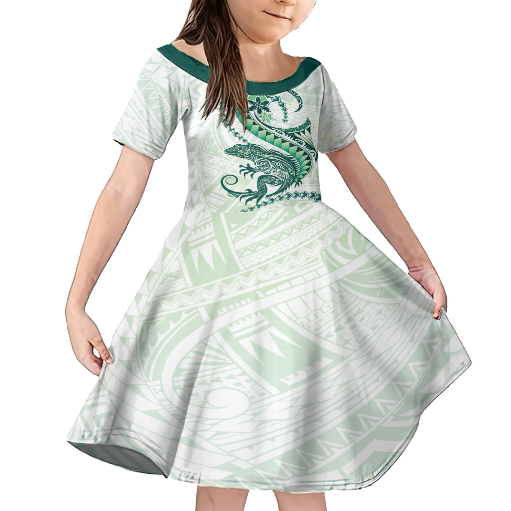 Green Maori Tuatara Family Matching Tank Maxi Dress and Hawaiian Shirt Luxury Pastel Pattern