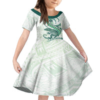 Green Maori Tuatara Family Matching Tank Maxi Dress and Hawaiian Shirt Luxury Pastel Pattern