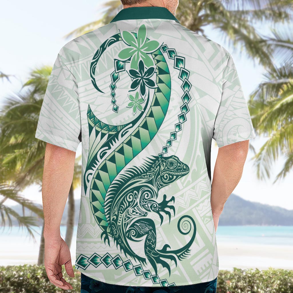 Green Maori Tuatara Hawaiian Shirt Luxury Pastel Pattern