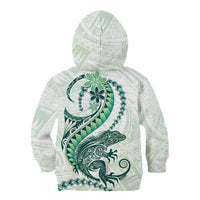 Green Maori Tuatara Kid Hoodie Luxury Pastel Pattern