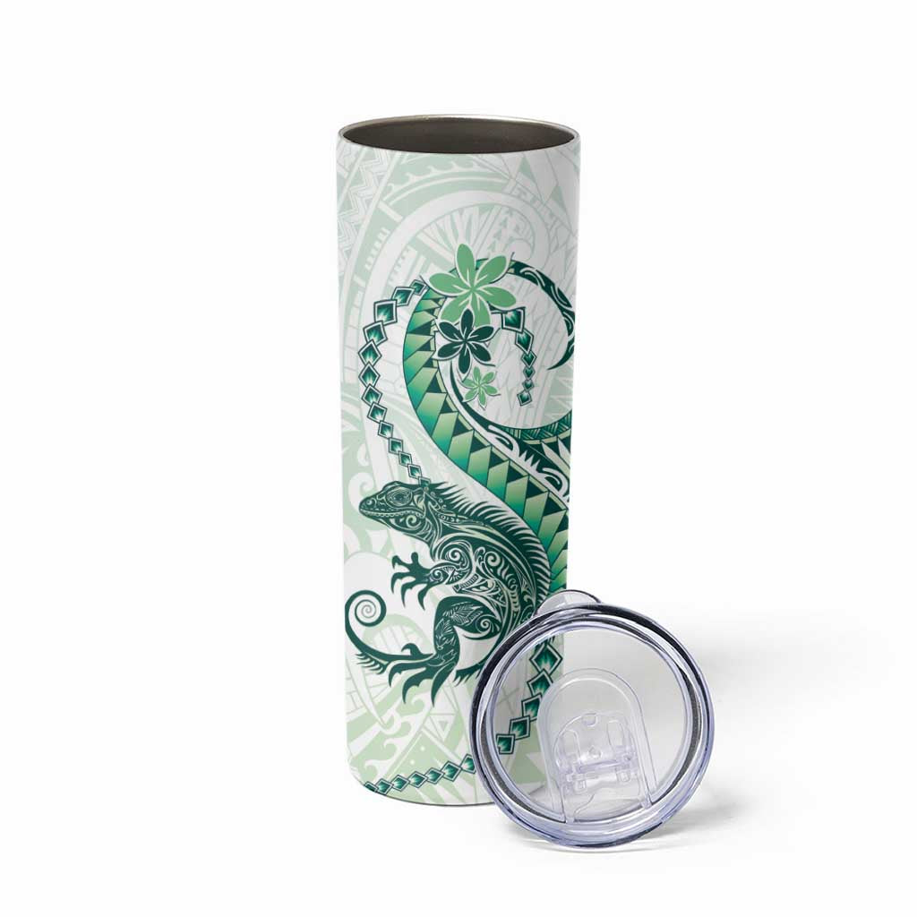 Green Maori Tuatara Skinny Tumbler Luxury Pastel Pattern