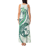 Green Maori Tuatara Tank Maxi Dress Luxury Pastel Pattern