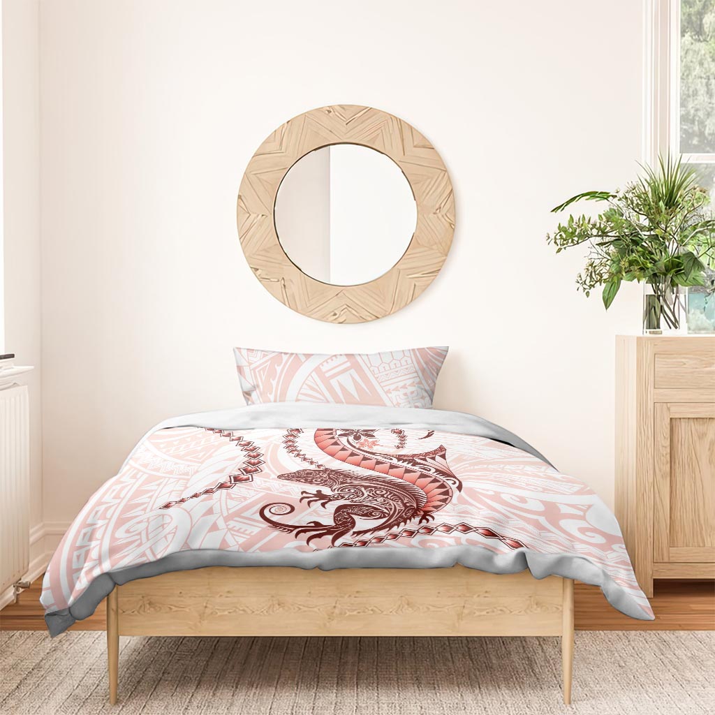 Red Maori Tuatara Bedding Set Luxury Pastel Pattern