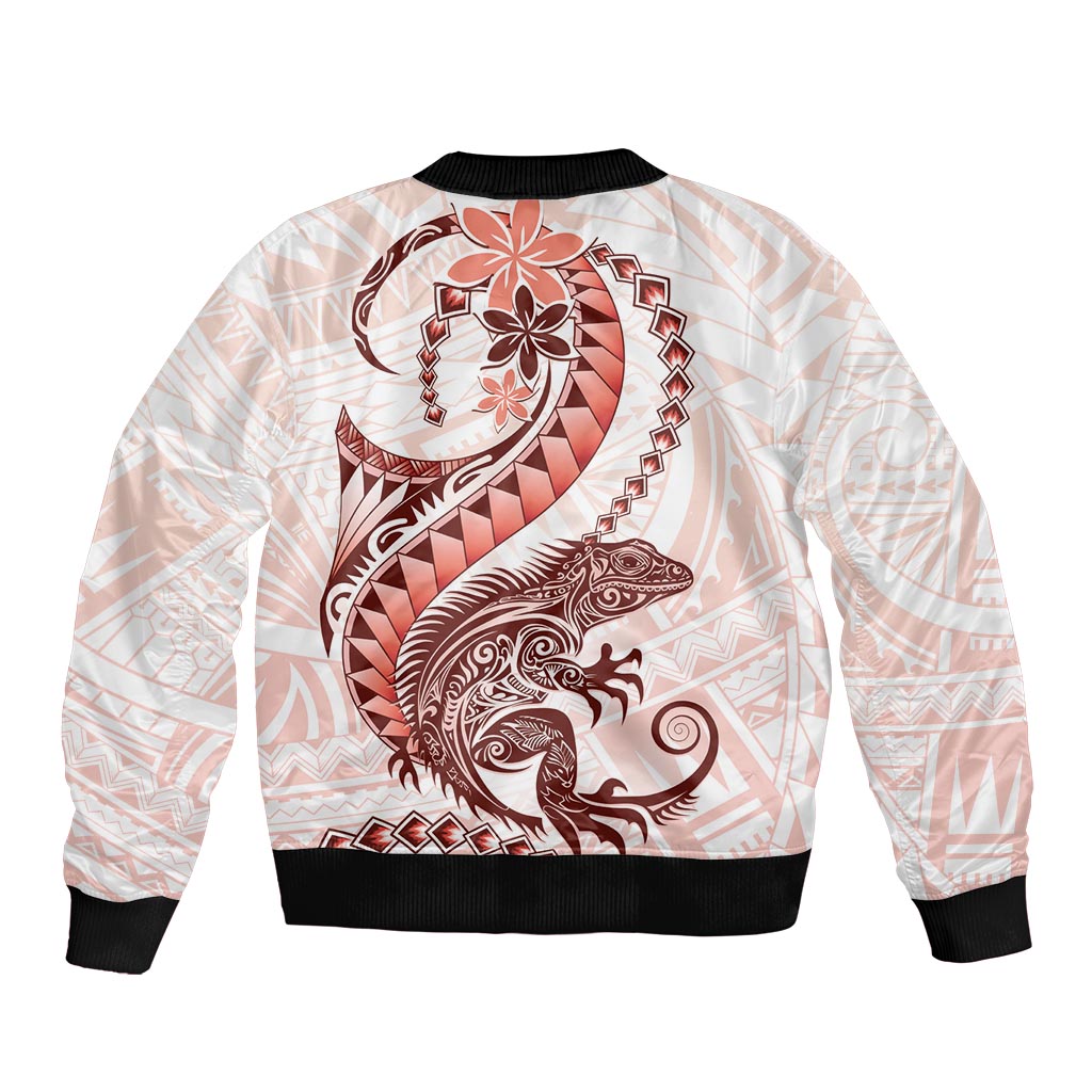 Red Maori Tuatara Bomber Jacket Luxury Pastel Pattern LT01 - Polynesian Pride