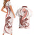 Red Maori Tuatara Couples Matching Short Sleeve Bodycon Dress and Hawaiian Shirt Luxury Pastel Pattern