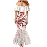Red Maori Tuatara Family Matching Mermaid Dress and Hawaiian Shirt Luxury Pastel Pattern