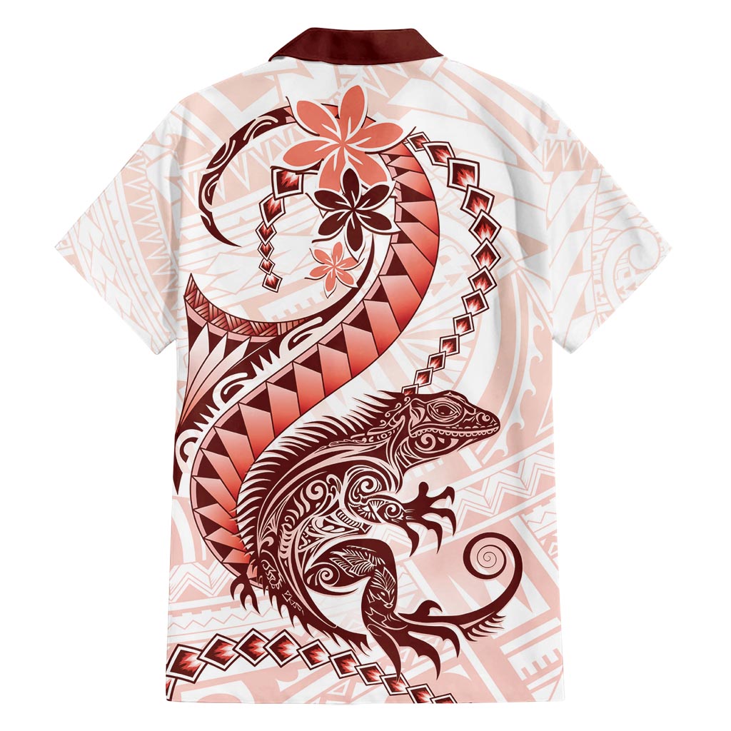 Red Maori Tuatara Family Matching Tank Maxi Dress and Hawaiian Shirt Luxury Pastel Pattern