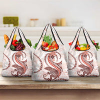 Red Maori Tuatara Grocery Bag Luxury Pastel Pattern