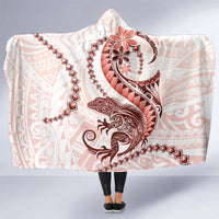 Red Maori Tuatara Hooded Blanket Luxury Pastel Pattern LT01 One Size Red - Polynesian Pride