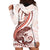 Red Maori Tuatara Hoodie Dress Luxury Pastel Pattern