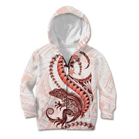 Red Maori Tuatara Kid Hoodie Luxury Pastel Pattern