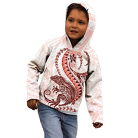 Red Maori Tuatara Kid Hoodie Luxury Pastel Pattern
