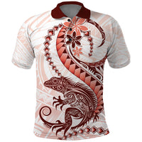 Red Maori Tuatara Polo Shirt Luxury Pastel Pattern