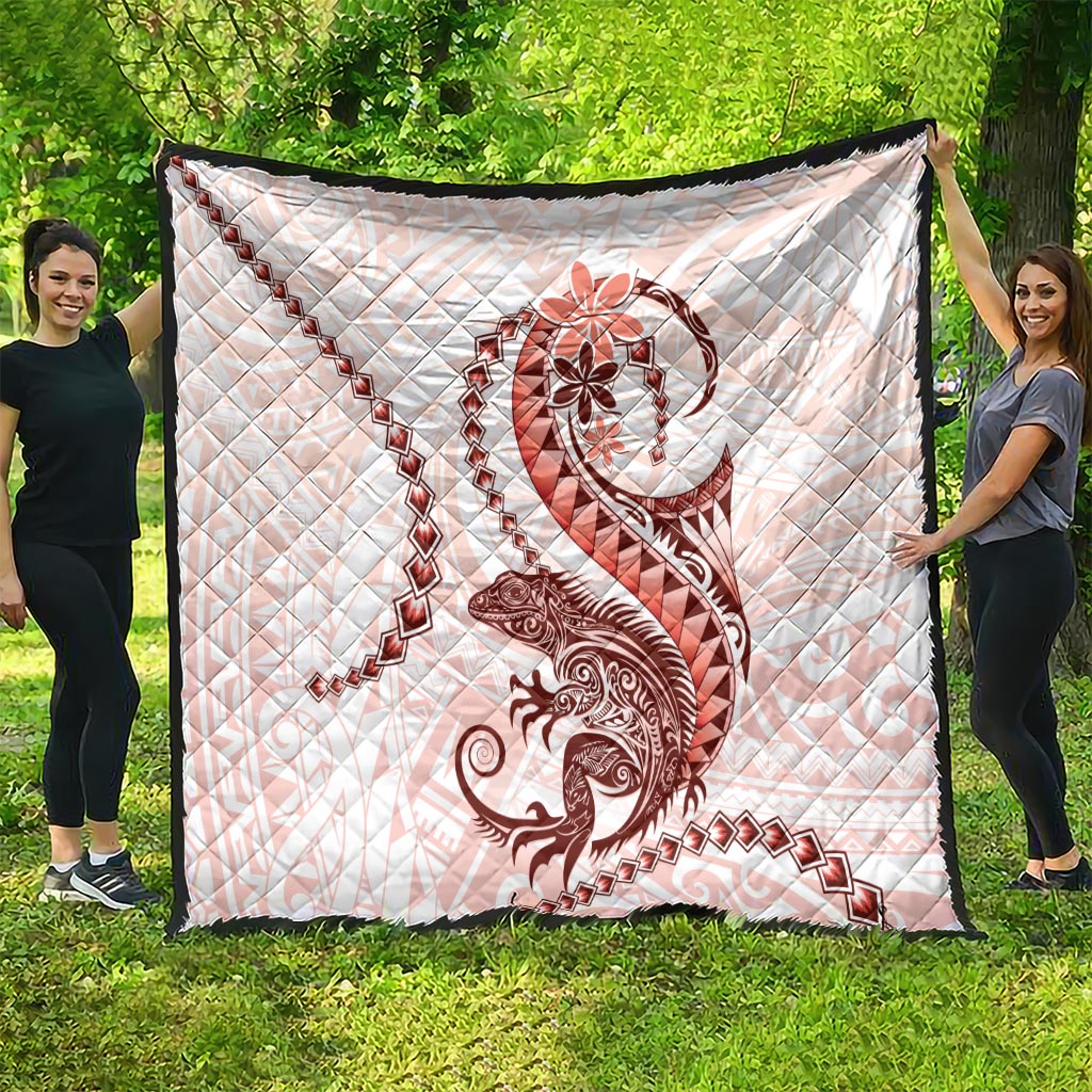Red Maori Tuatara Quilt Luxury Pastel Pattern LT01 - Polynesian Pride