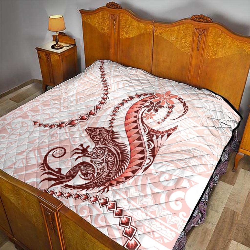 Red Maori Tuatara Quilt Luxury Pastel Pattern LT01 - Polynesian Pride