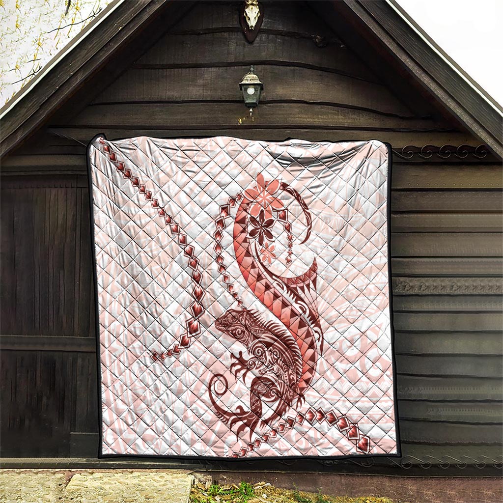 Red Maori Tuatara Quilt Luxury Pastel Pattern LT01 - Polynesian Pride