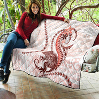 Red Maori Tuatara Quilt Luxury Pastel Pattern LT01 - Polynesian Pride