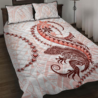 Red Maori Tuatara Quilt Bed Set Luxury Pastel Pattern LT01 Red - Polynesian Pride