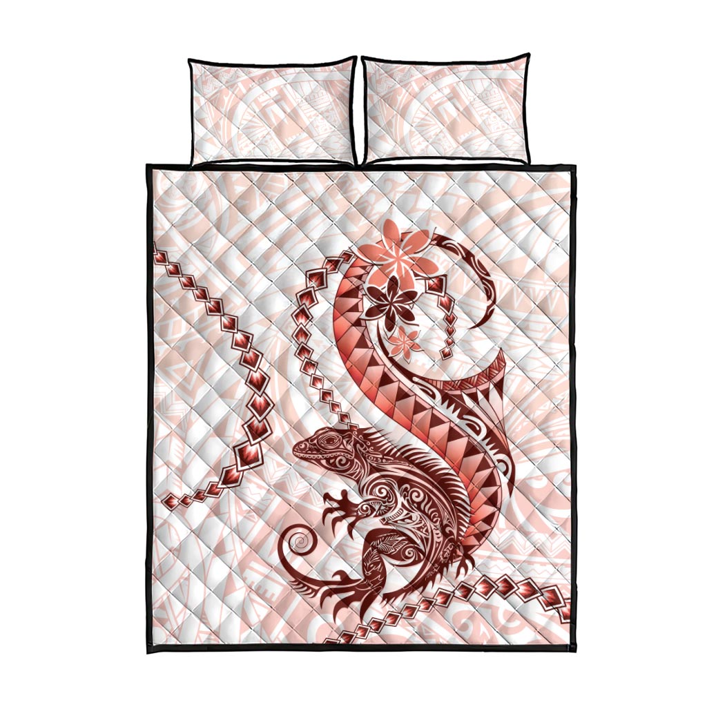 Red Maori Tuatara Quilt Bed Set Luxury Pastel Pattern LT01 - Polynesian Pride