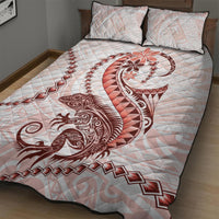 Red Maori Tuatara Quilt Bed Set Luxury Pastel Pattern LT01 - Polynesian Pride