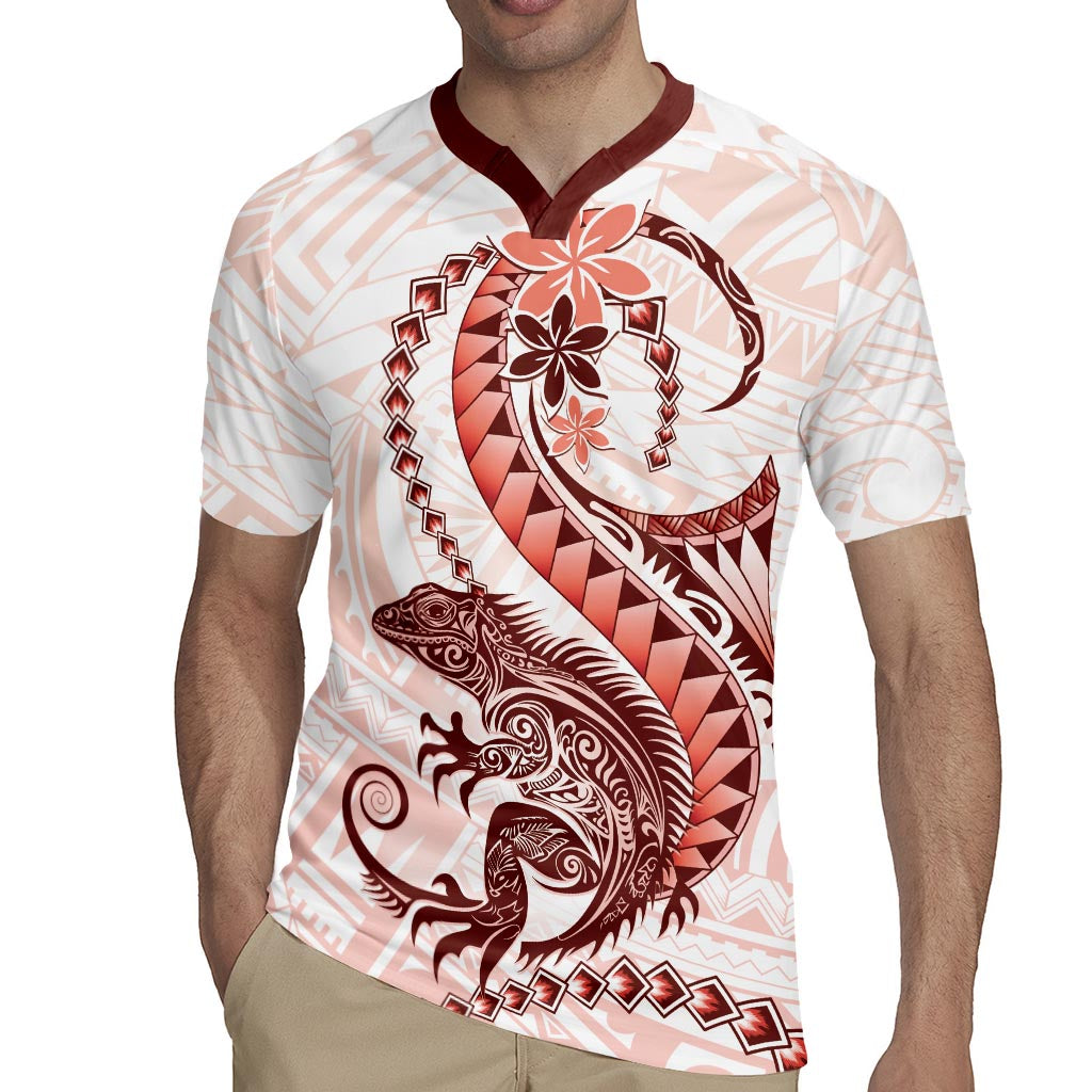 Red Maori Tuatara Rugby Jersey Luxury Pastel Pattern