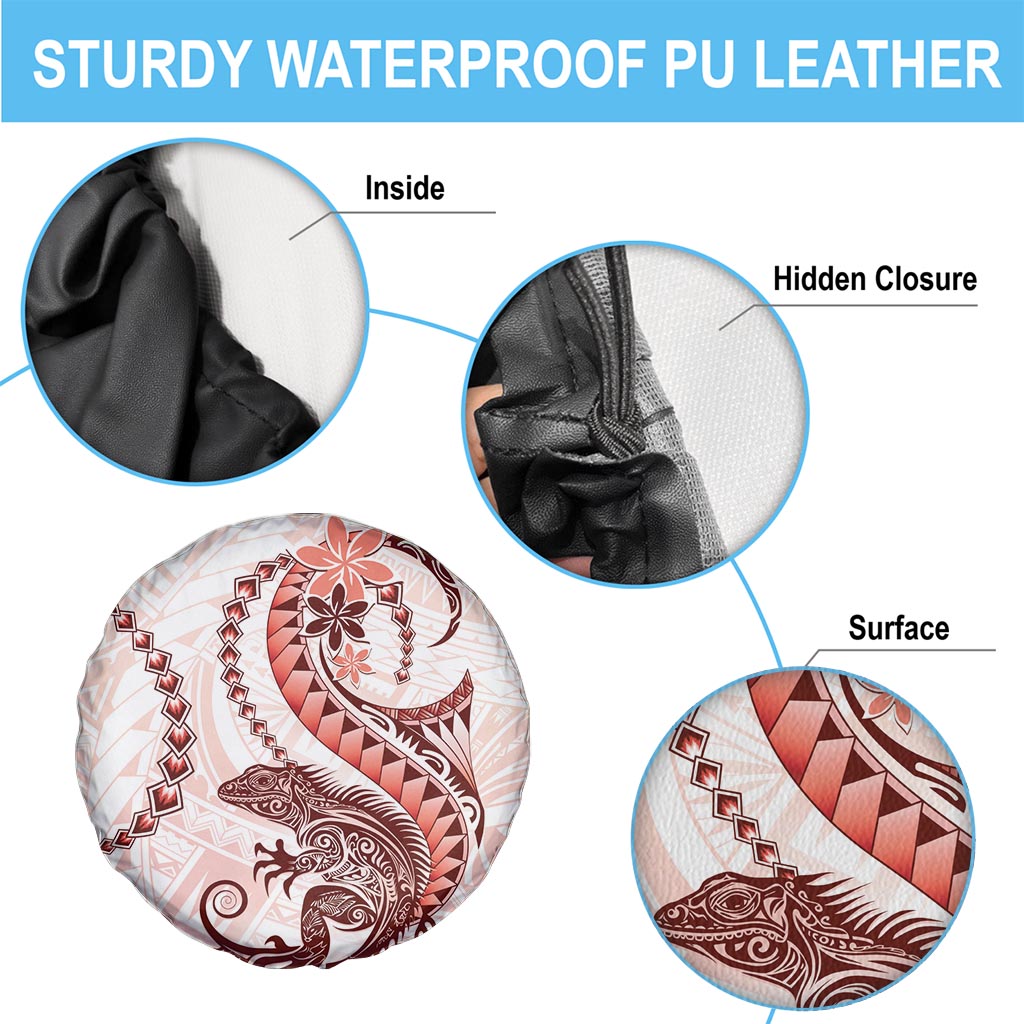 Red Maori Tuatara Spare Tire Cover Luxury Pastel Pattern