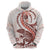 Red Maori Tuatara Zip Hoodie Luxury Pastel Pattern