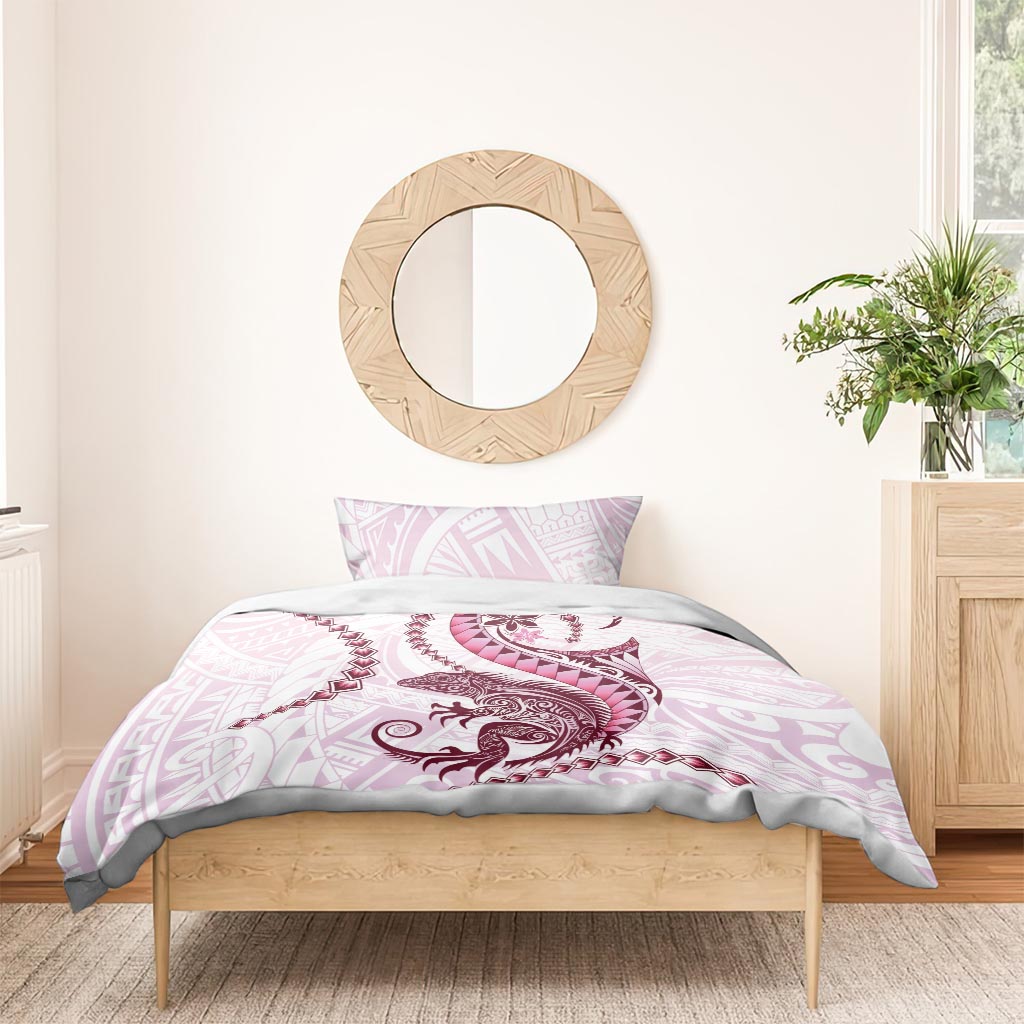 Pink Maori Tuatara Bedding Set Luxury Pastel Pattern