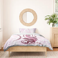 Pink Maori Tuatara Bedding Set Luxury Pastel Pattern