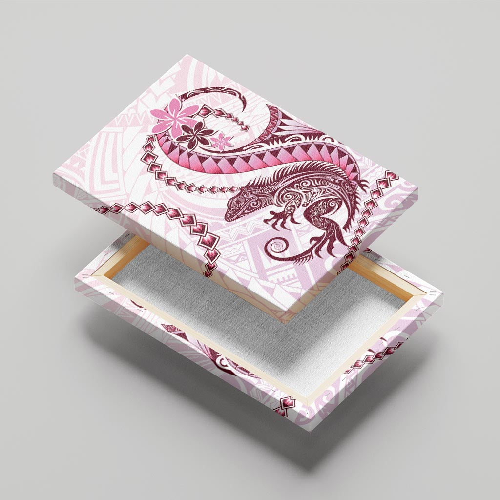 Pink Maori Tuatara Canvas Wall Art Luxury Pastel Pattern