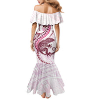 Pink Maori Tuatara Family Matching Mermaid Dress and Hawaiian Shirt Luxury Pastel Pattern