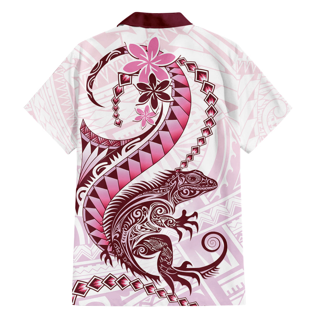 Pink Maori Tuatara Family Matching Off Shoulder Maxi Dress and Hawaiian Shirt Luxury Pastel Pattern LT01 - Polynesian Pride