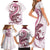 Pink Maori Tuatara Family Matching Short Sleeve Bodycon Dress and Hawaiian Shirt Luxury Pastel Pattern