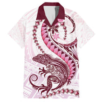 Pink Maori Tuatara Family Matching Tank Maxi Dress and Hawaiian Shirt Luxury Pastel Pattern