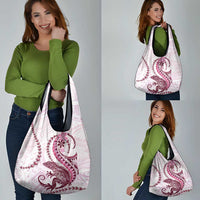 Pink Maori Tuatara Grocery Bag Luxury Pastel Pattern