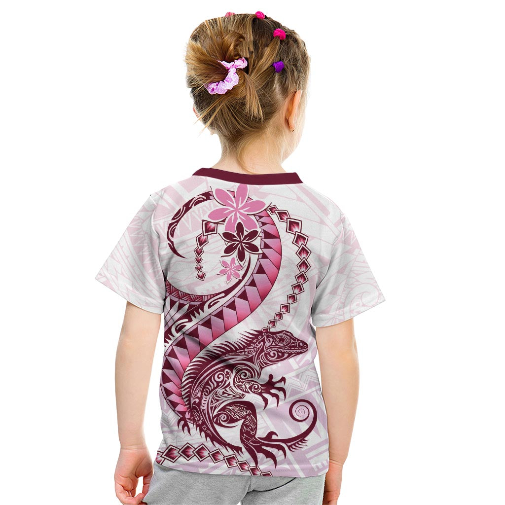 Pink Maori Tuatara Kid T Shirt Luxury Pastel Pattern