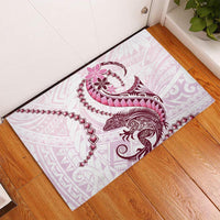Pink Maori Tuatara Rubber Doormat Luxury Pastel Pattern