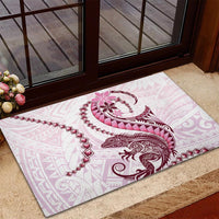 Pink Maori Tuatara Rubber Doormat Luxury Pastel Pattern