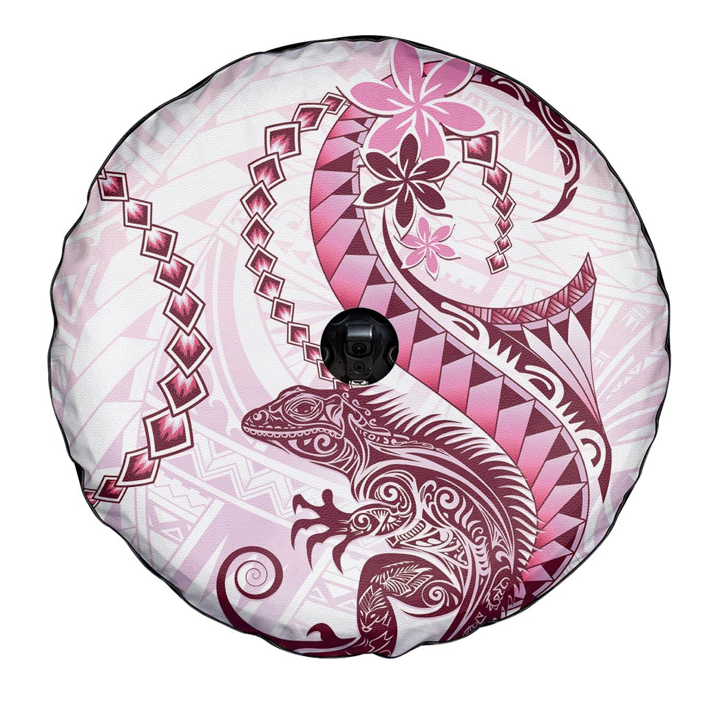 Pink Maori Tuatara Spare Tire Cover Luxury Pastel Pattern
