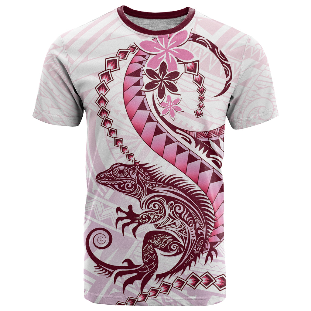Pink Maori Tuatara T Shirt Luxury Pastel Pattern
